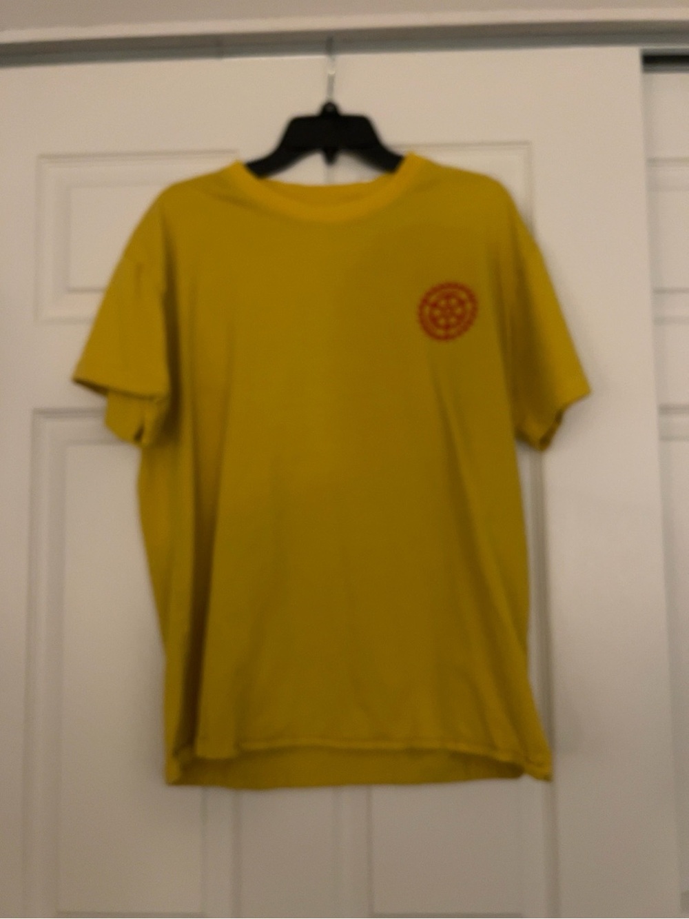 Spirit Men's Mustard Yellow Short-Sleeve Tee with Small Red Chest Emblem